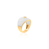 Gold Diamond Mother Of Pearl Fluted Dome Ring