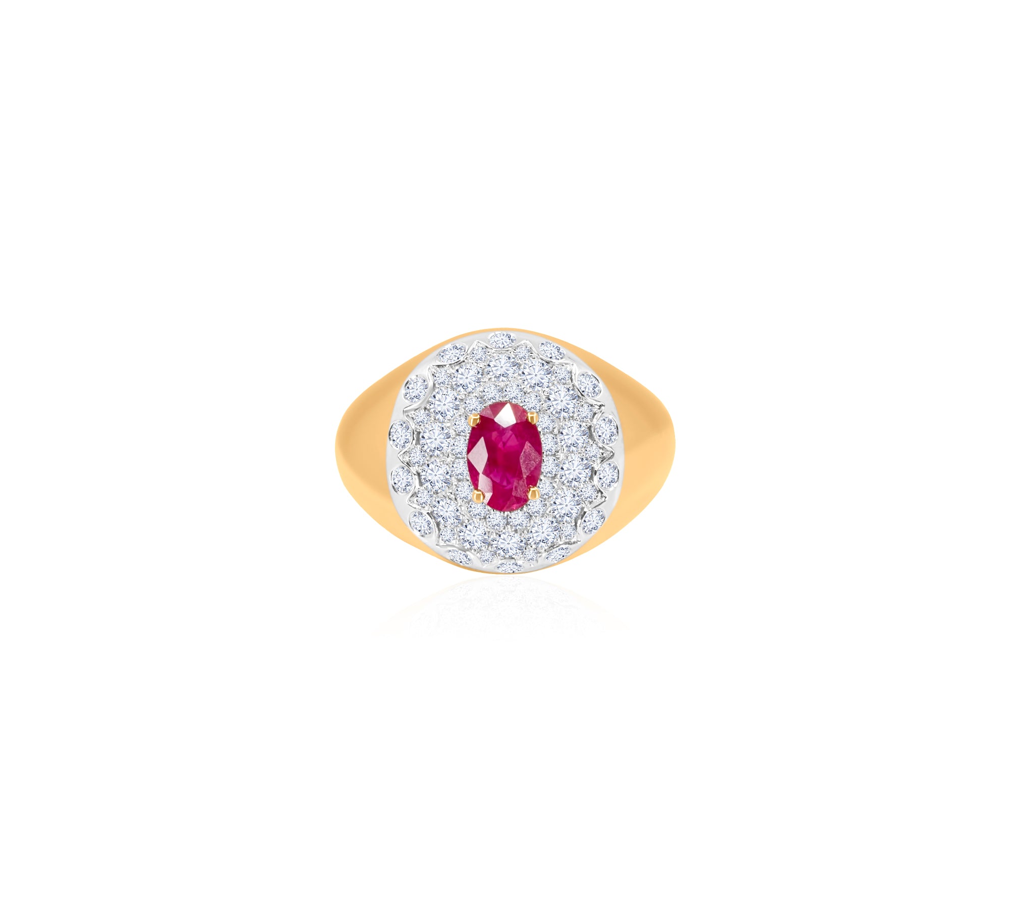 Gold Diamond Ruby Dome Ring