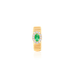 Gold Diamond Emerald Fluted Ear Cuff