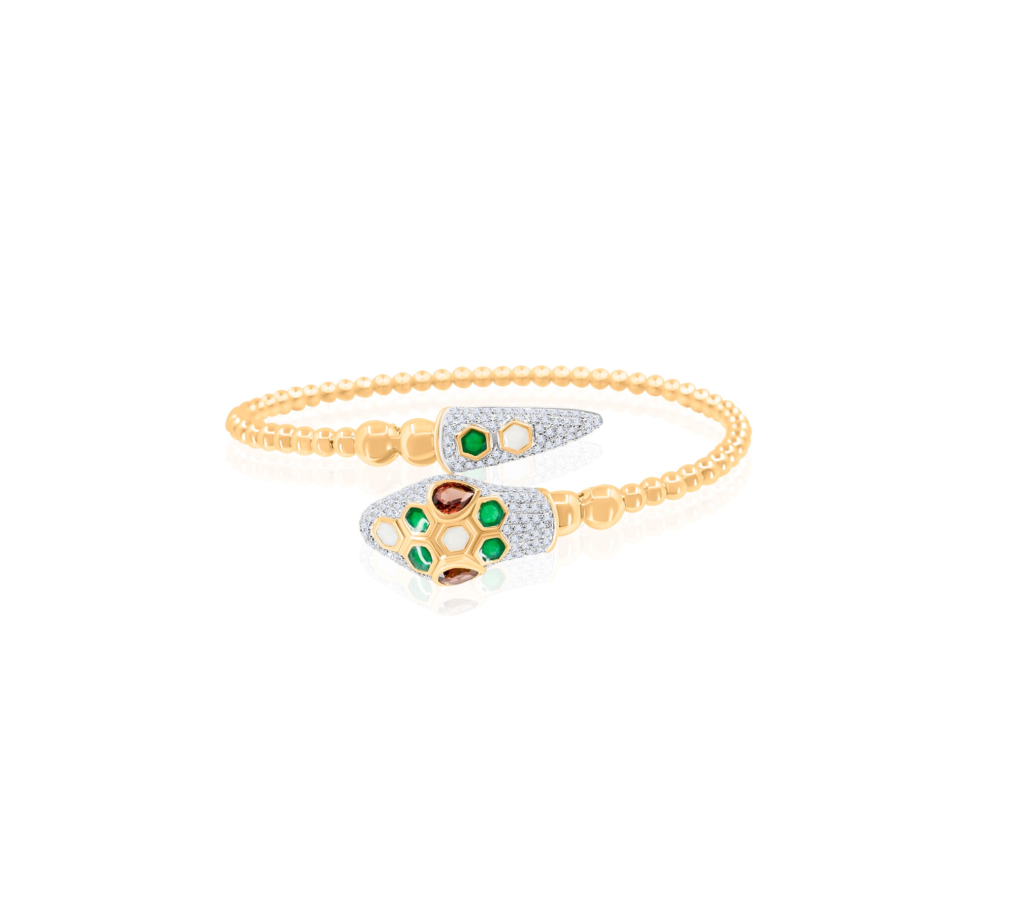 Gold Diamond Snake Ball Bangle