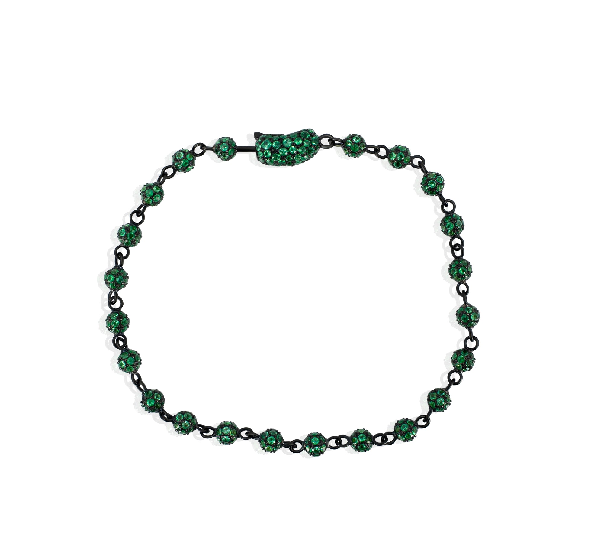 Gold Emerald Spaced Ball Bracelet