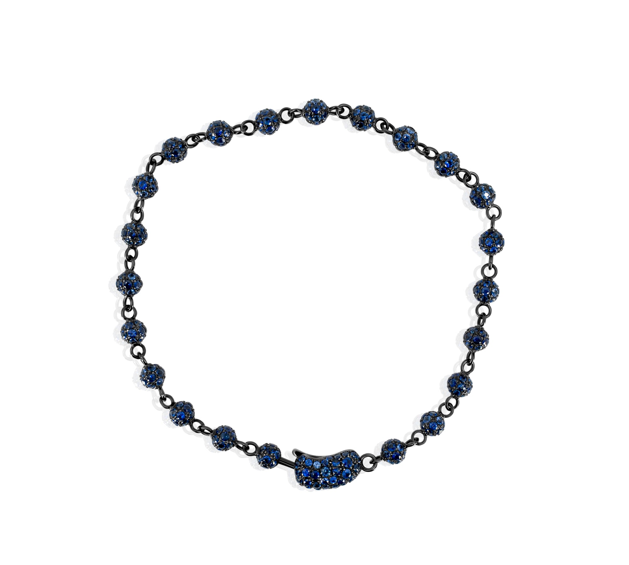 Gold Blue Sapphire Spaced Ball Bracelet