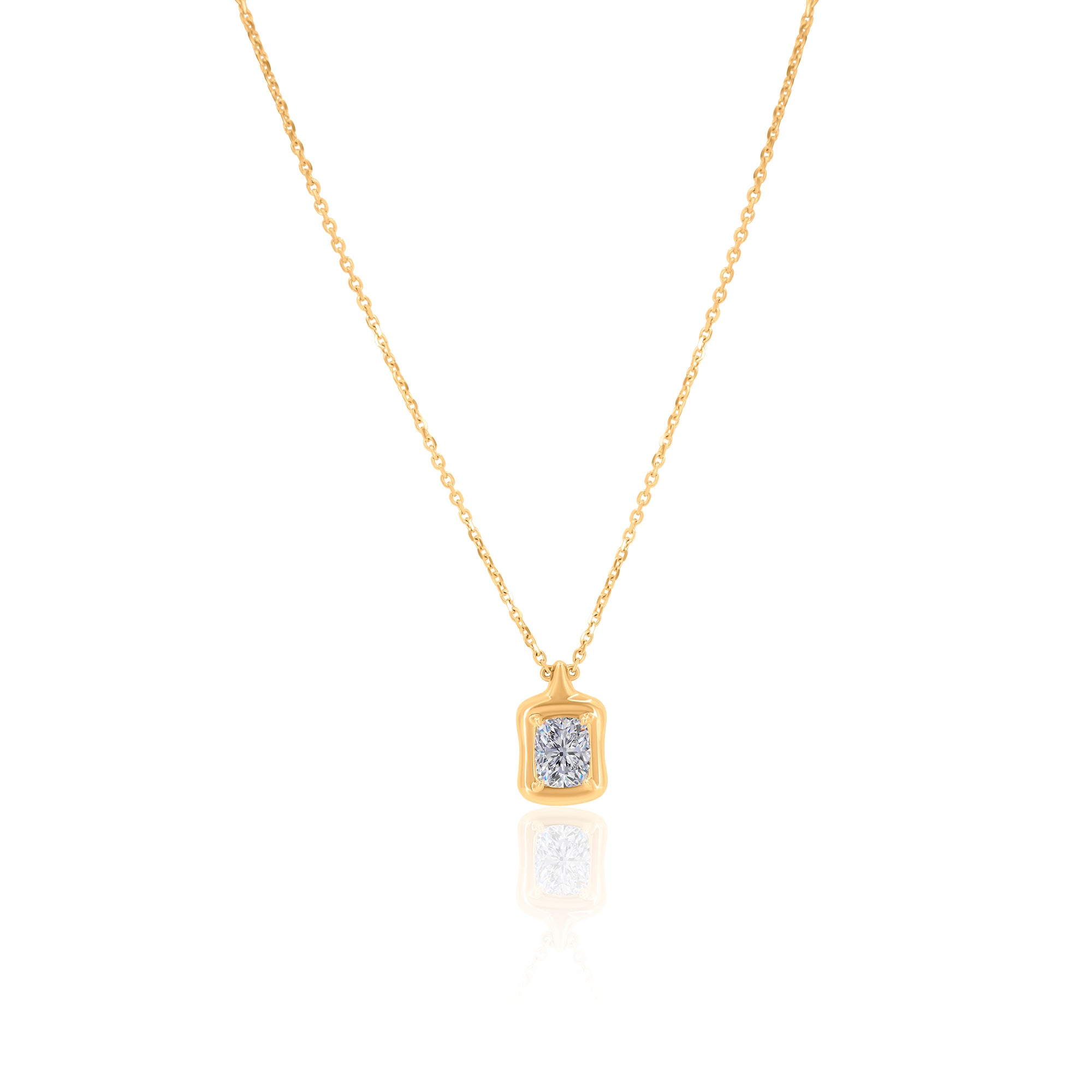 Gold Lab Grown Emerald Cut Pendant Necklace