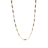 Gold Blue Lapis Double Link Rectangle Necklace