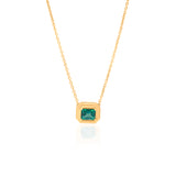 Gold Emerald Cut Rectangle Necklace