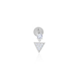 Gold Diamond Triangle Drop Flat Back Earring