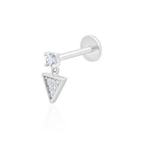 Gold Diamond Triangle Drop Flat Back Earring