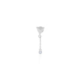 Gold Pyramid Chain Bezel Diamond Drop Flat Back Earring