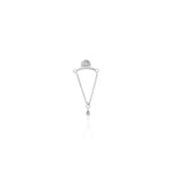 Gold Bar Chain Diamond Drop Flat Back Earring