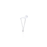 Gold Bar Chain Diamond Drop Flat Back Earring