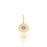 Gold Lab Grown Oval Ribbed Pendant