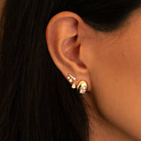 Gold Lab Grown Oval Half Bubble Hoop Earring