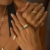 Two Tone Gold Diamond Chunky Ring