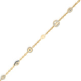 Gold Diamond Multi Evil Eye Charms Bracelet