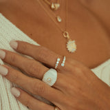 Gold Diamond Mother Of Pearl Fluted Dome Ring