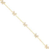 Gold Multi Pave Diamond Butterfly Bracelet