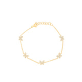 Gold Multi Pave Diamond Butterfly Bracelet