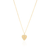 Gold Pave and Ribbed Diamond Heart Necklace