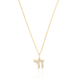 Gold Pave Diamond Chai Necklace