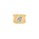 Gold Lab Grown Pear Diamond Chunky Ribbed Ring