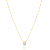 Gold Lab Grown Bezel Oval Charm Diamond Necklace