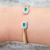 Gold Flexible Emerald Diamonds Bangle