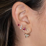 Gold Prong Ruby Pear Earring