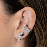 Gold Double Marquise Diamond and Sapphire Earring Stud