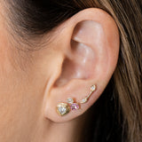 Gold Diamond Double Pear Bar Earring