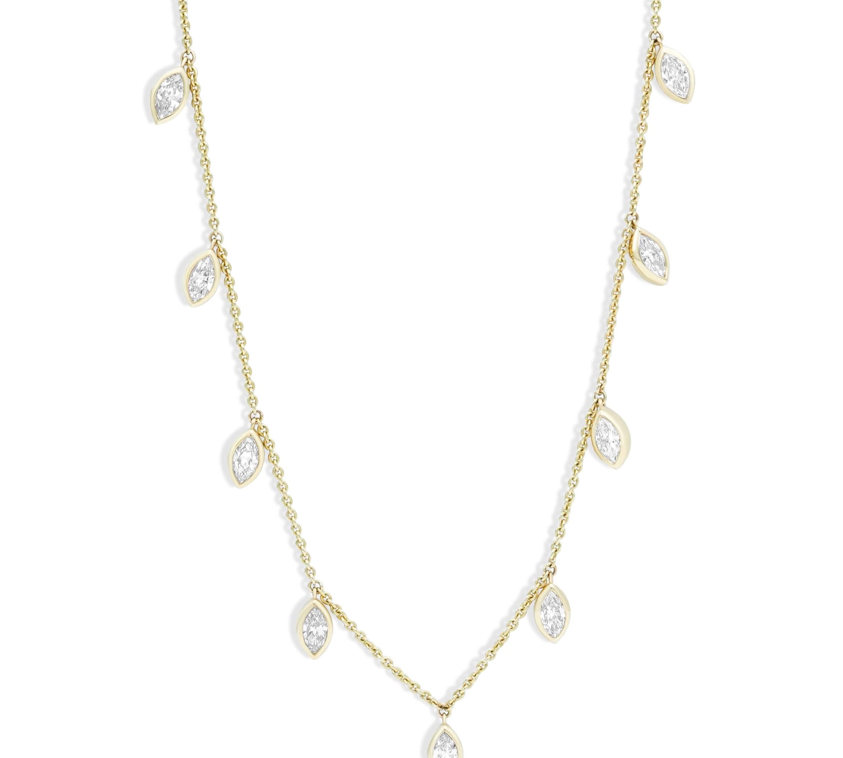 Gold Lab Grown Diamond Multi Marquise Drop Necklace