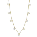 Gold Lab Grown Diamond Multi Heart and Pear Drop Necklace