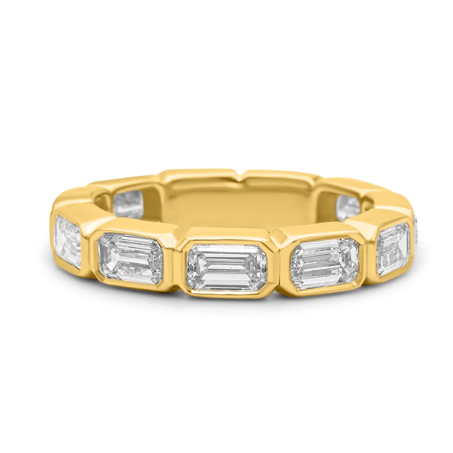 Gold Lab Grown Emerald Cut Diamond Bezel Ring