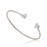Gold Lab Grown Double Heart Bangle