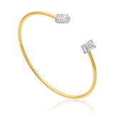 Gold Lab Grown Oval and Baguette Bangle