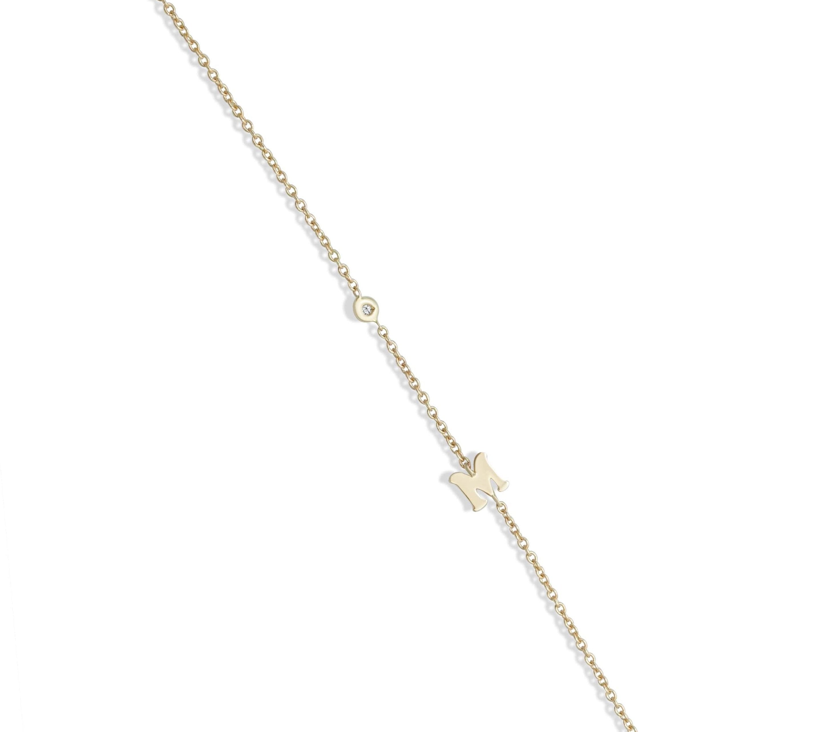 Gold Diamond Mini Initial Bracelet