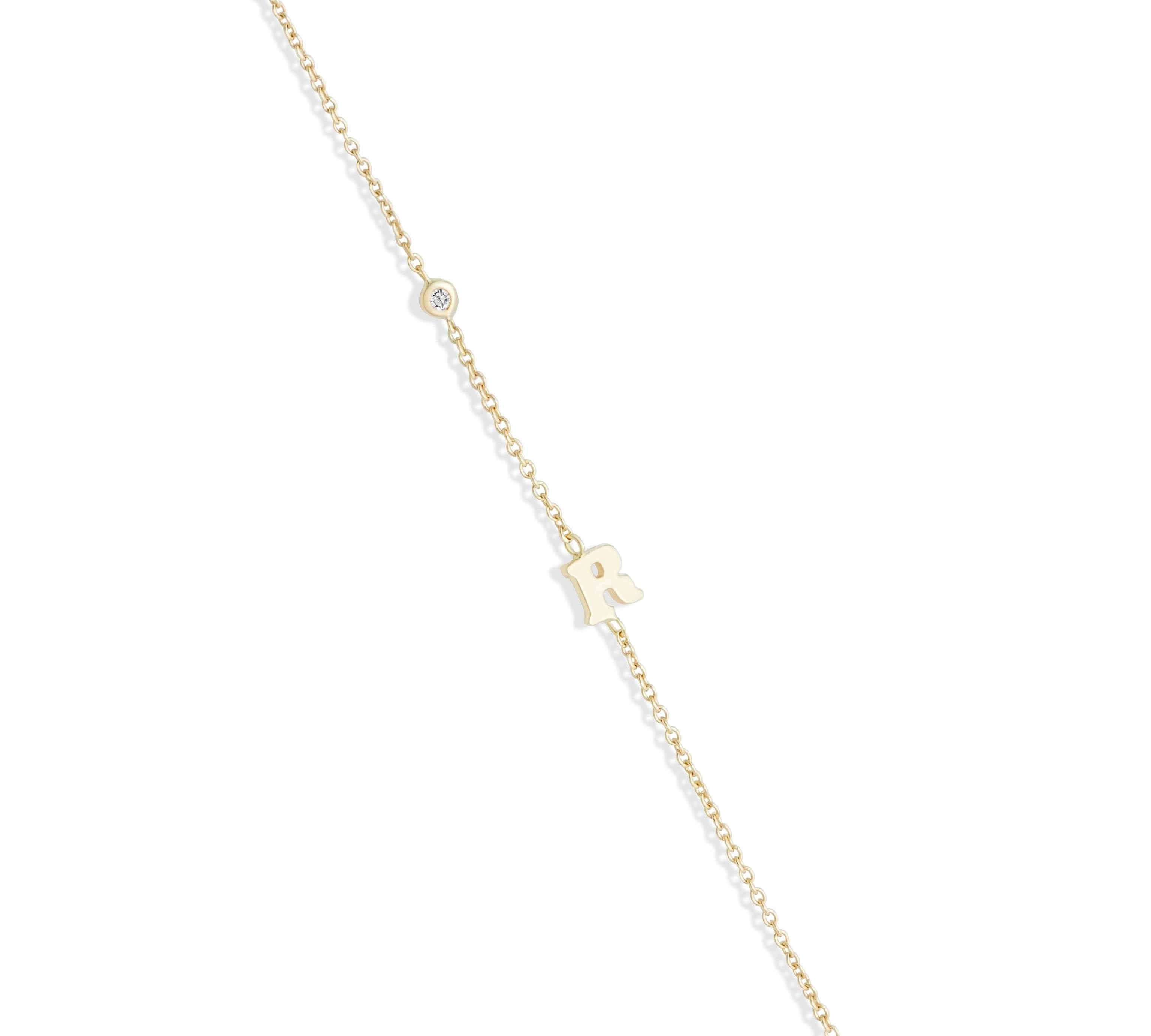 Gold Diamond Mini Initial Bracelet