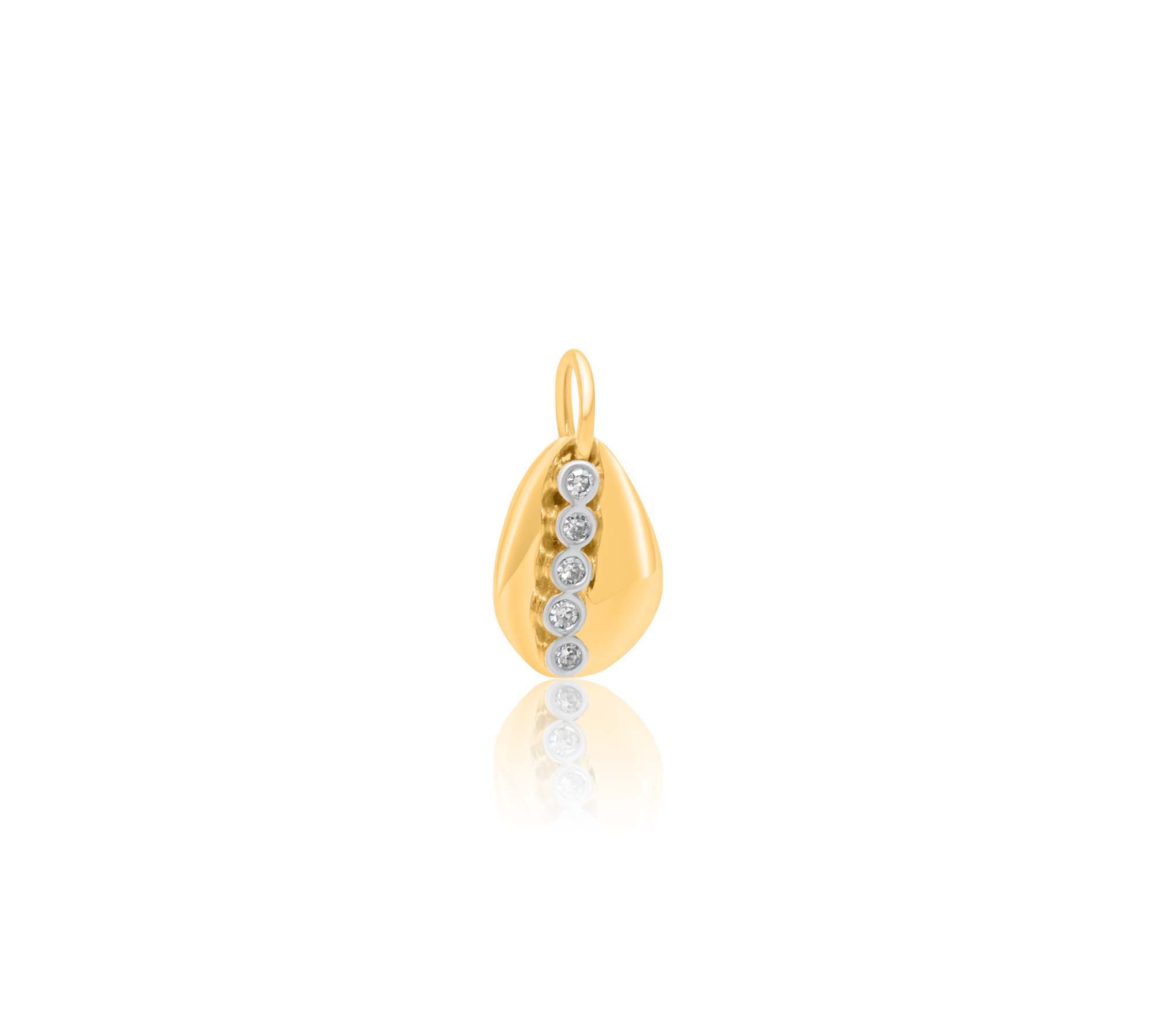 Gold Diamond Bezel Shell Charm Pendant