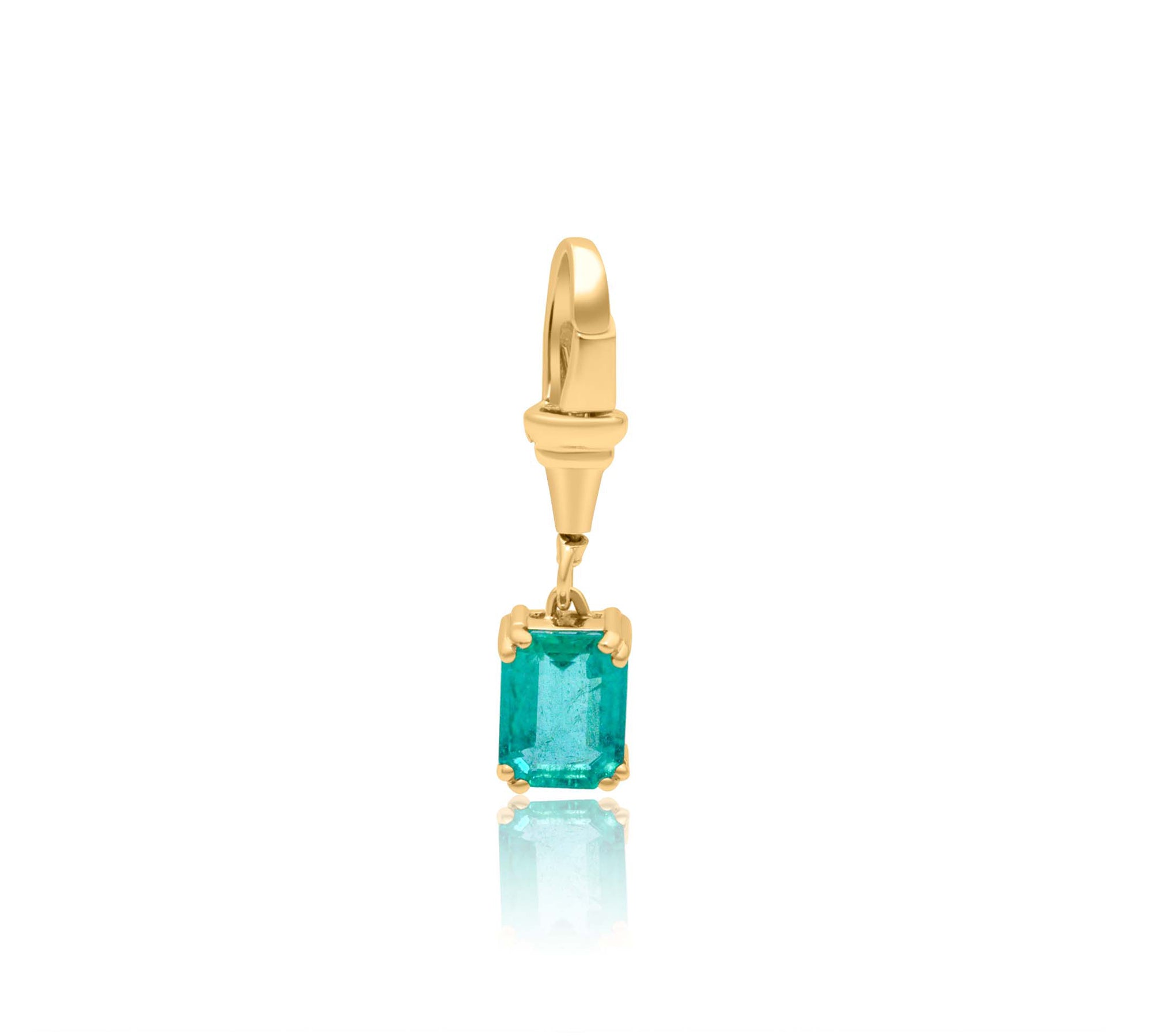 Gold Emerald Baguette Clasp Pendant