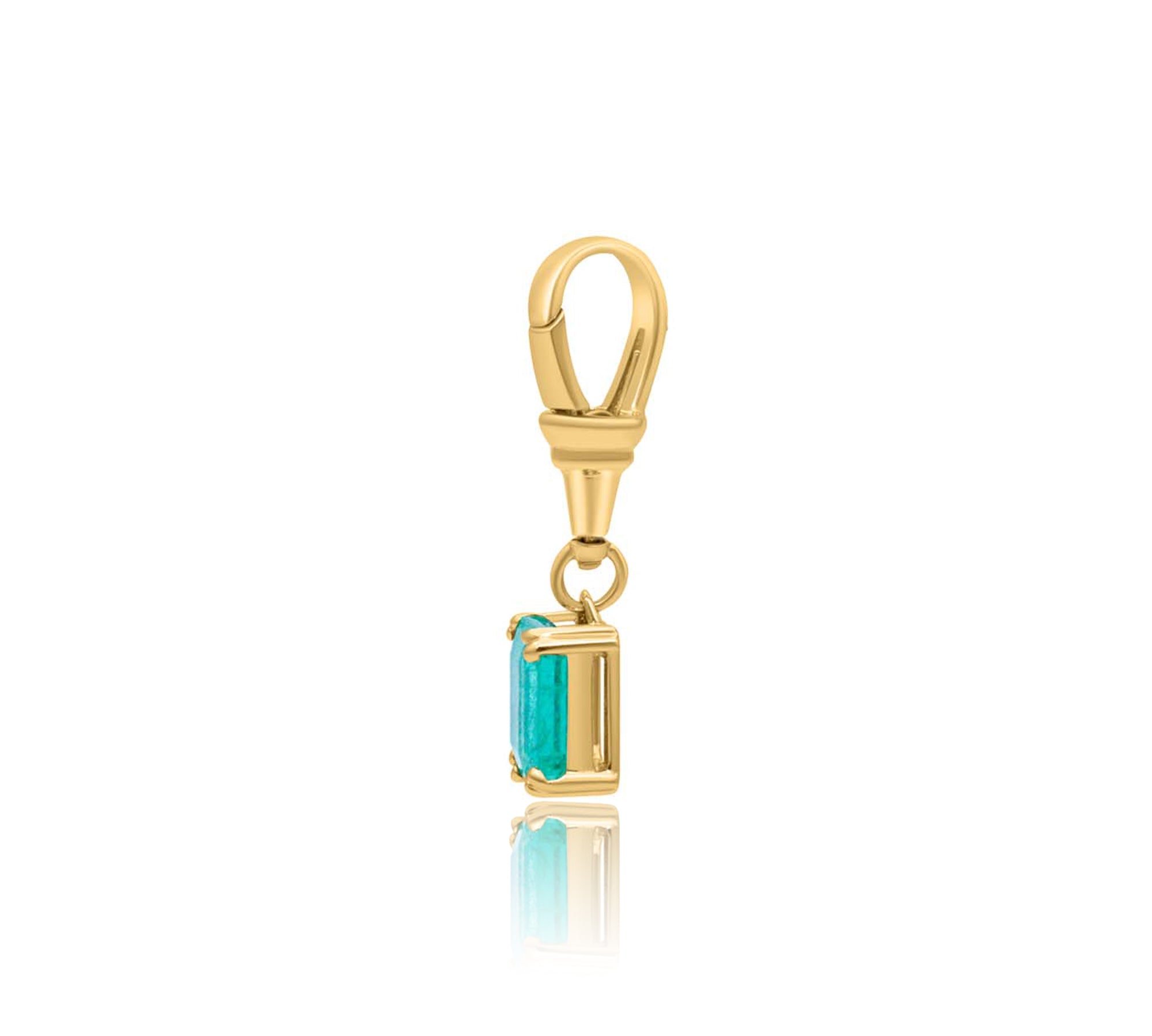 Gold Emerald Baguette Clasp Pendant