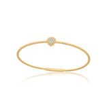 Gold Pave Diamond Pear Thin Ball Bangle