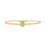 Gold Pave Diamond Pear Thin Ball Bangle