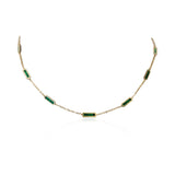 Gold Spaced Rectangle Malachite Necklace