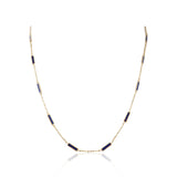 Gold Spaced Rectangle Blue Lapis Necklace