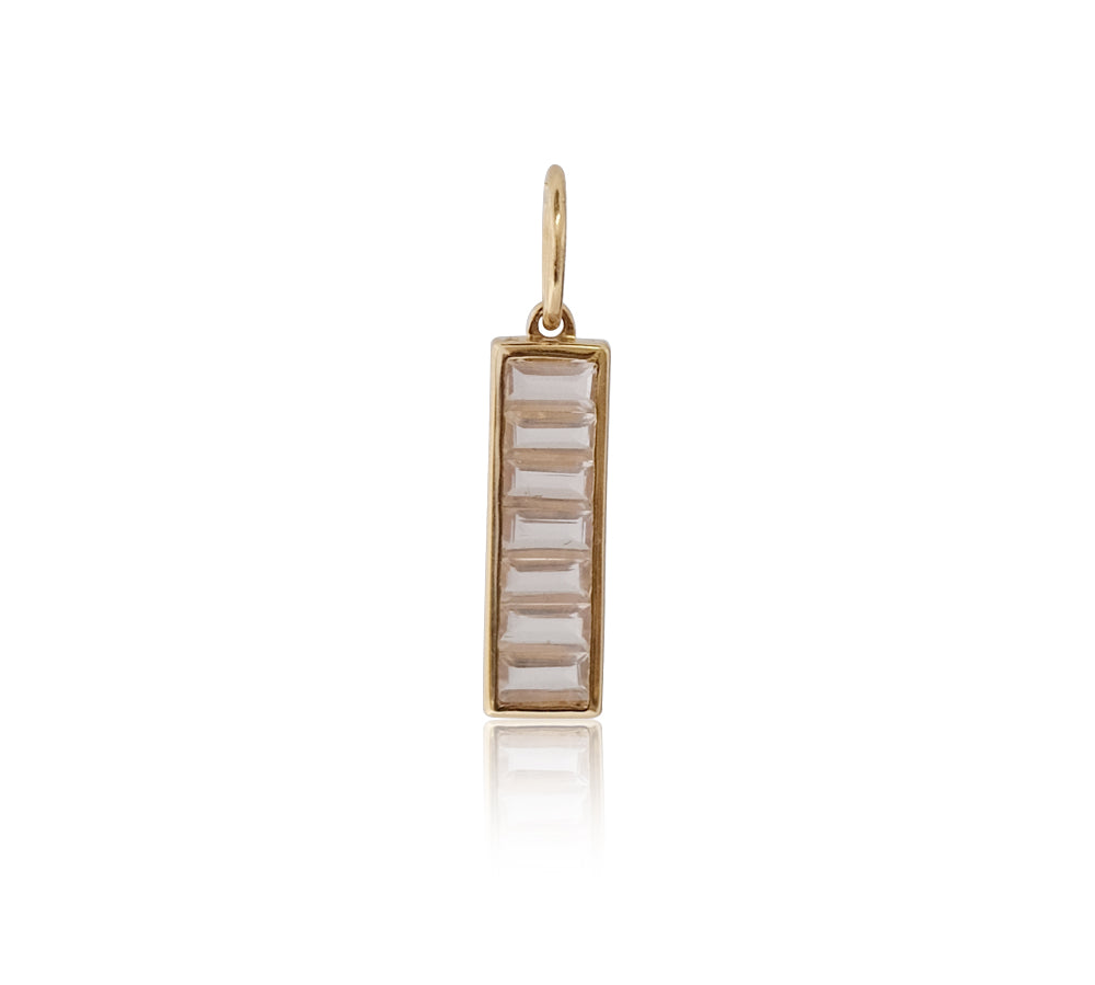 Gold Rectangle Mother of Pearl Pendant by Monisha Melwani Jewelry