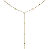 Gold Bezel Emerald Lariat Chain Necklace