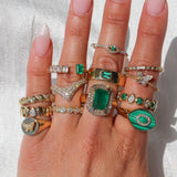 Gold Diamond Emerald Evil Eye Ring