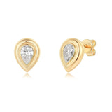 Gold Lab Grown Pear Bubble Stud Earring