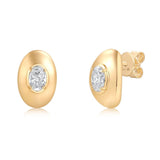 Gold Lab Grown Oval Half Bubble Hoop Earring