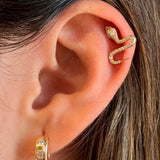 Gold Diamond Snake Flat Back Earring