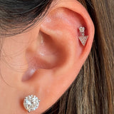 Gold Diamond Triangle Drop Flat Back Earring